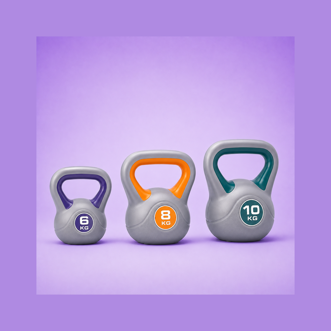 York 6, 8, 10kg Vinyl Kettlebell Set